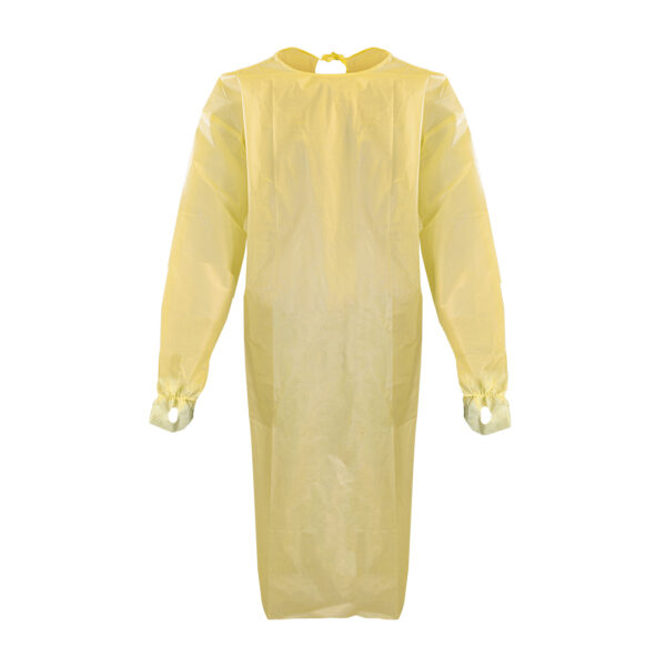 Isolation Gown w/ Thumb Loop & Elastic Cuff (Yellow)